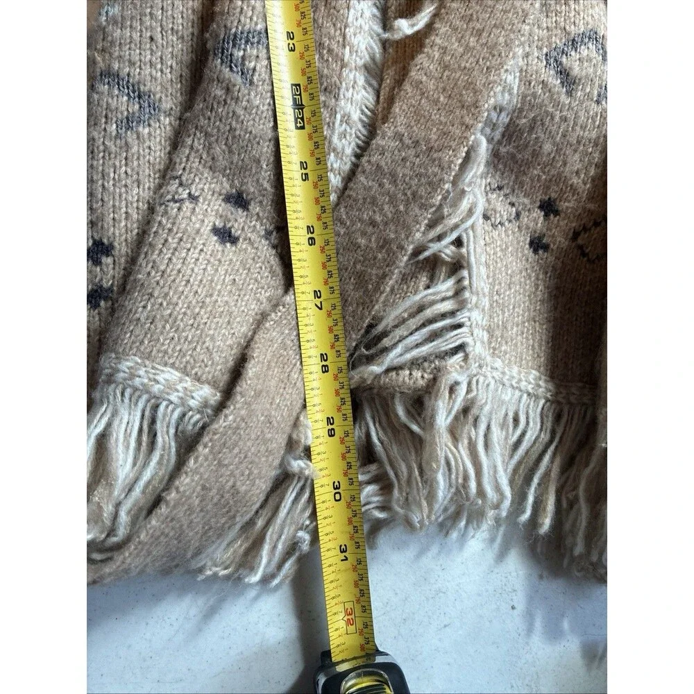 LUCKY BRAND Beige Fair Isle Print Open Front Tie Cardigan Sweater Womens size M - Picture 9 of 13